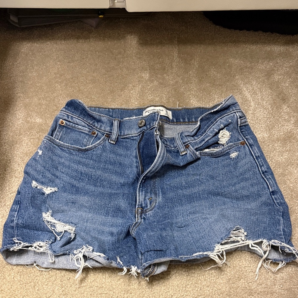 Abercrombie & Fitch Ripped Blue Jean Shorts